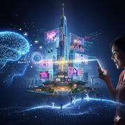 The overall image connects technology, user feedback, and Korean cultural experiences.